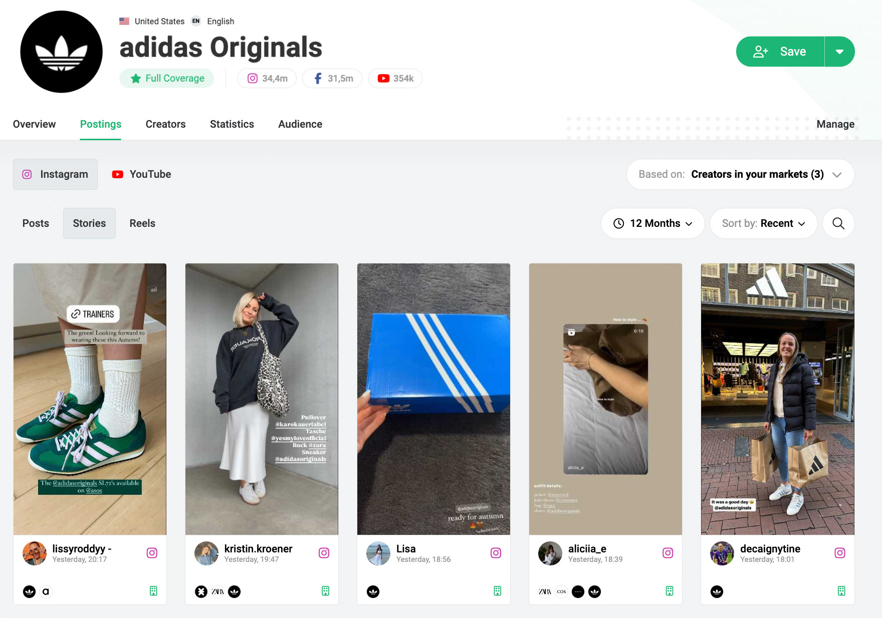 Adidas Instagram Stories Monitoring