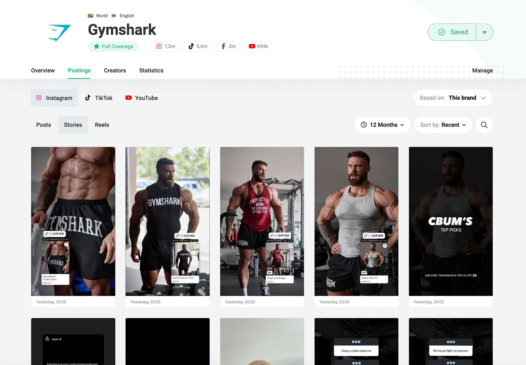 Gymshark Instagram Stories Monitoring